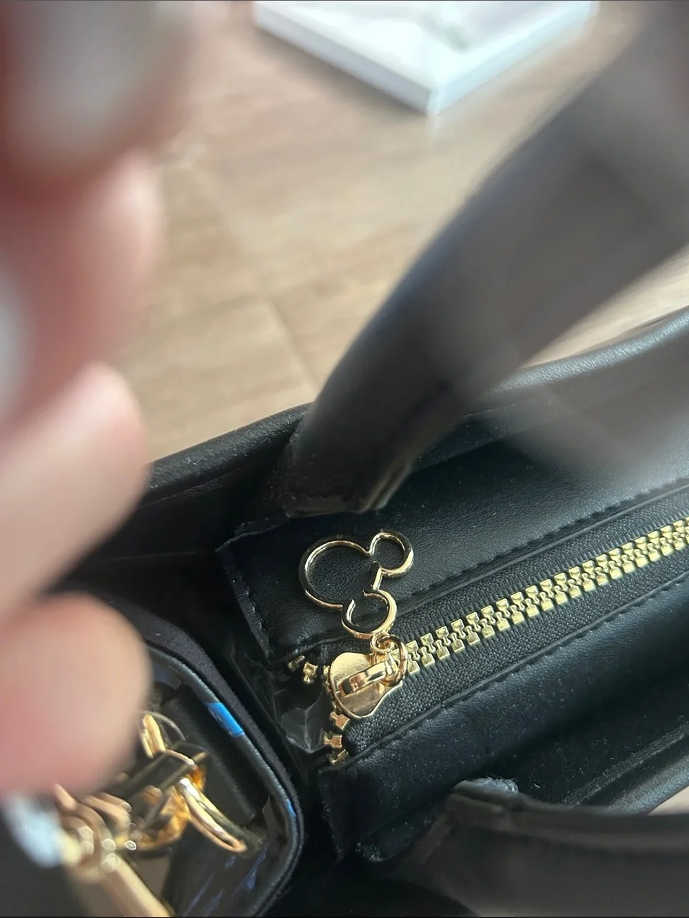 NWT Disney Black Fantasia Mickey Mouse bag with Blue Lettering